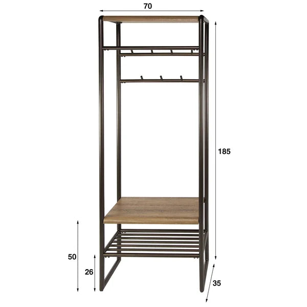 Garderobemeubel Selvo - Brons - Gepoedercoat Staal - 70 cm (Internet retour)