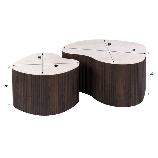 Salontafel Azula - Japandi - Organisch - Taj Mahal - Set van 2 (Internet retour)