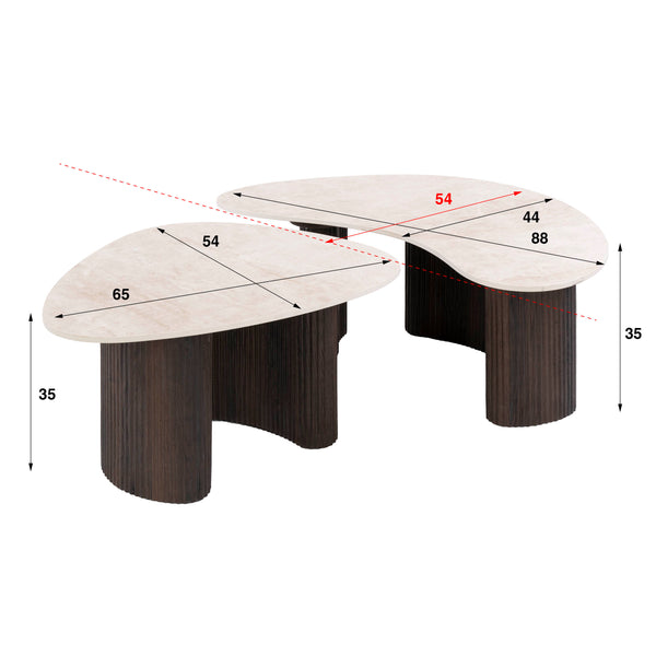 Salontafel Sumi - Japandi - Organisch - Taj Mahal - Set van 2 (Internet retour)