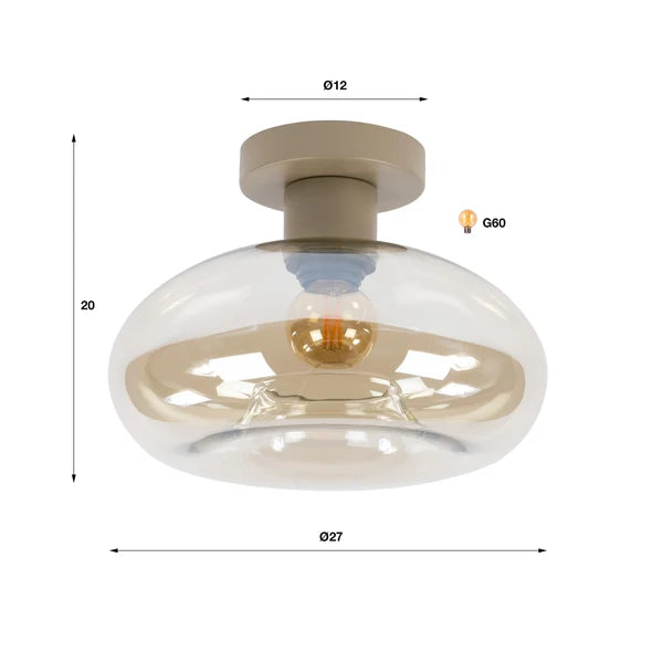 Plafondlamp Donut - 1-lichts - Beige - Amberglas (internet retour)
