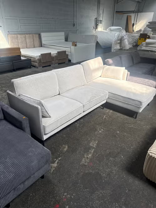 Moderne Hoekbank - Wit/Crème Stof - L155 X B250