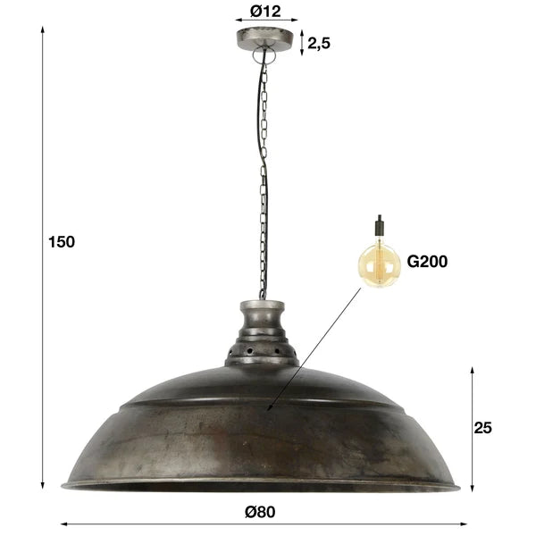 Hanglamp Cindy - 1-lichts - Oud Zilver - Metaal (Internet Retour)