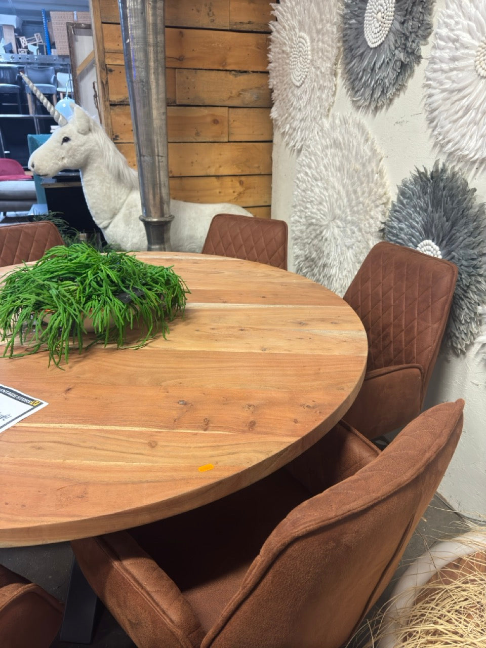 Ronde eettafel + 6 Stoelen + Pot Gratis Retour24