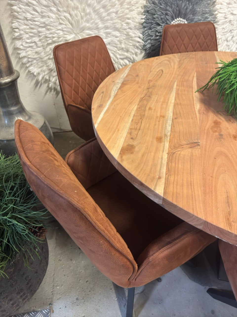 Ronde eettafel + 6 Stoelen + Pot Gratis Retour24