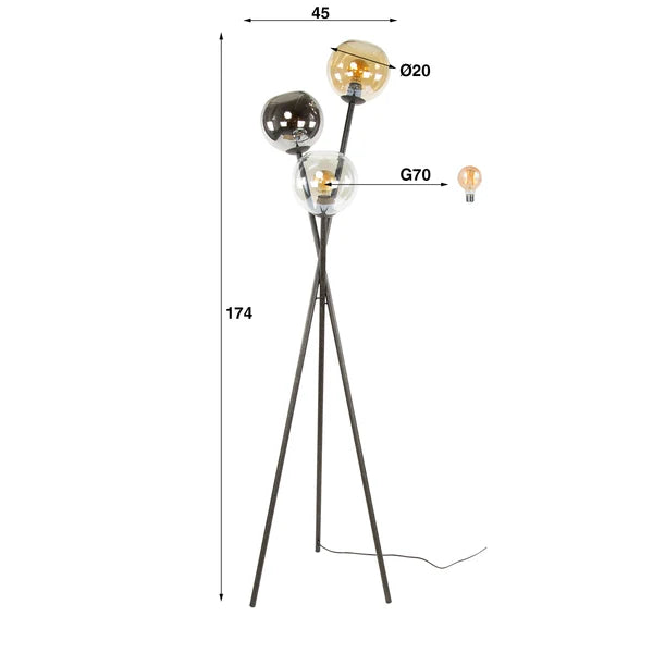 Vloerlamp Trivano - Mix - Glas - 174 cm (Internet retour)