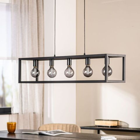 Hanglamp zwart staal 5-lichts - Tiamo Retour24