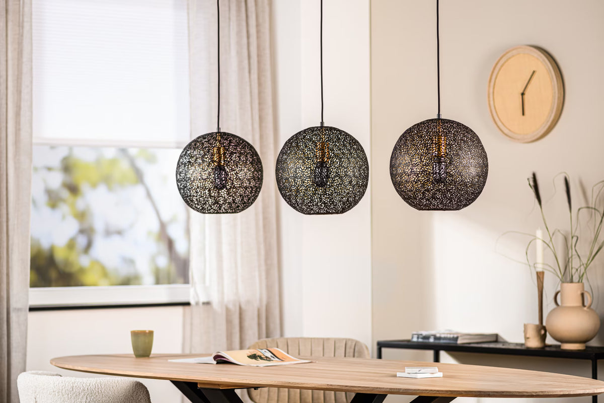 Hanglamp 3-lamps Metaal, kleur Zwart (internet retour)