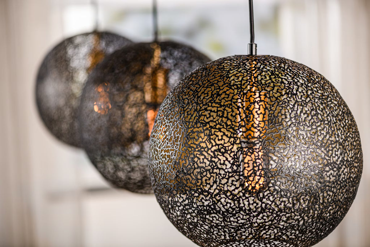 Hanglamp 3-lamps Metaal, kleur Zwart (internet retour)