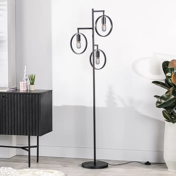 Floor Lamp 3-Light Metal Black (internet retour)