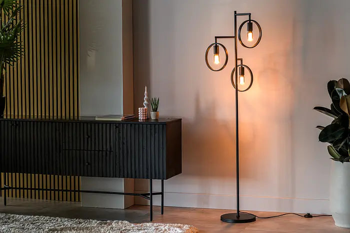 Floor Lamp 3-Light Metal Black (internet retour)