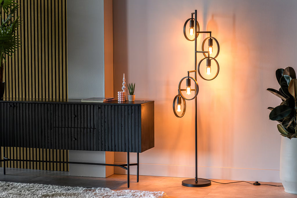Vloerlamp 5-lamps, kleur Zwart (internet retour)