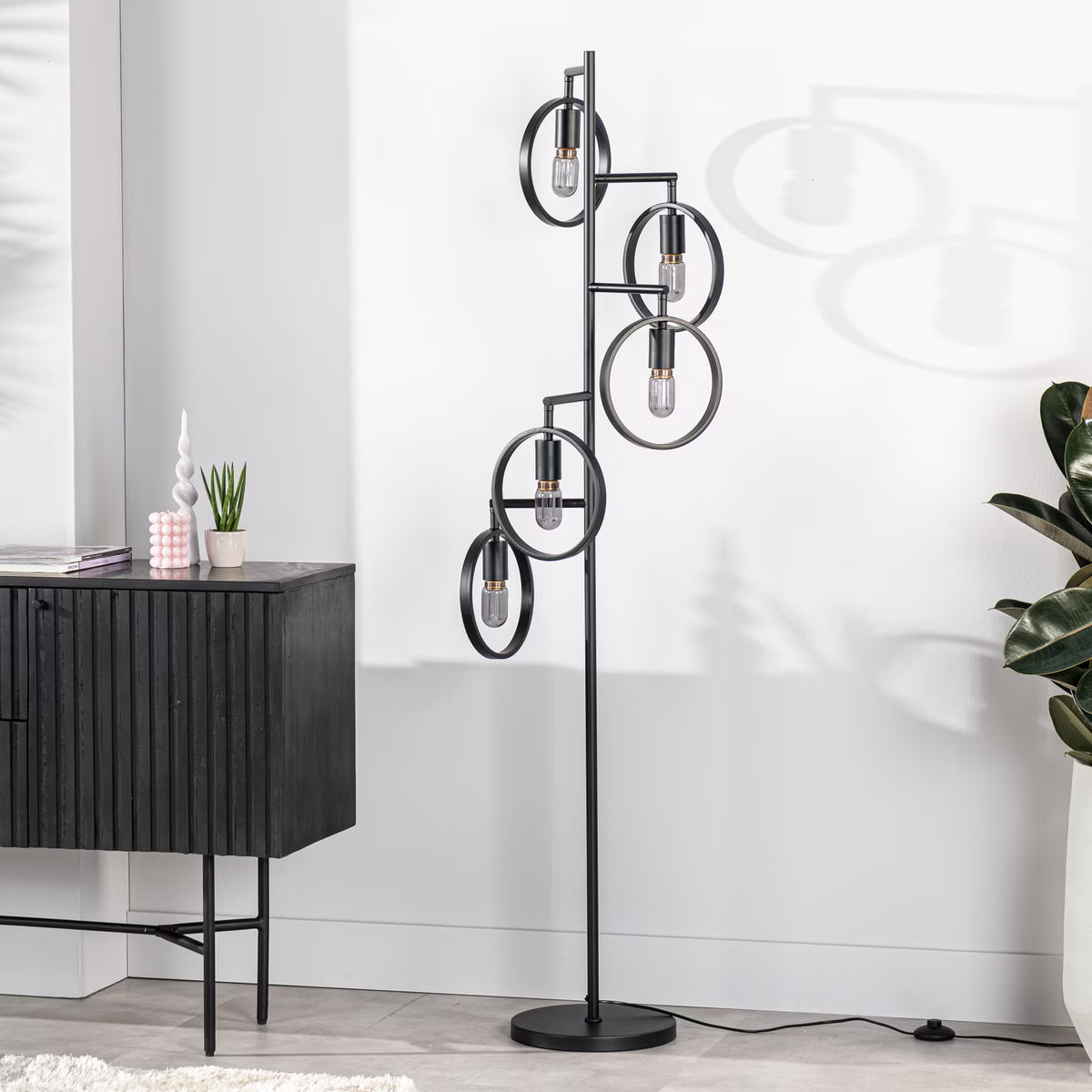 Vloerlamp 5-lamps, kleur Zwart (internet retour)