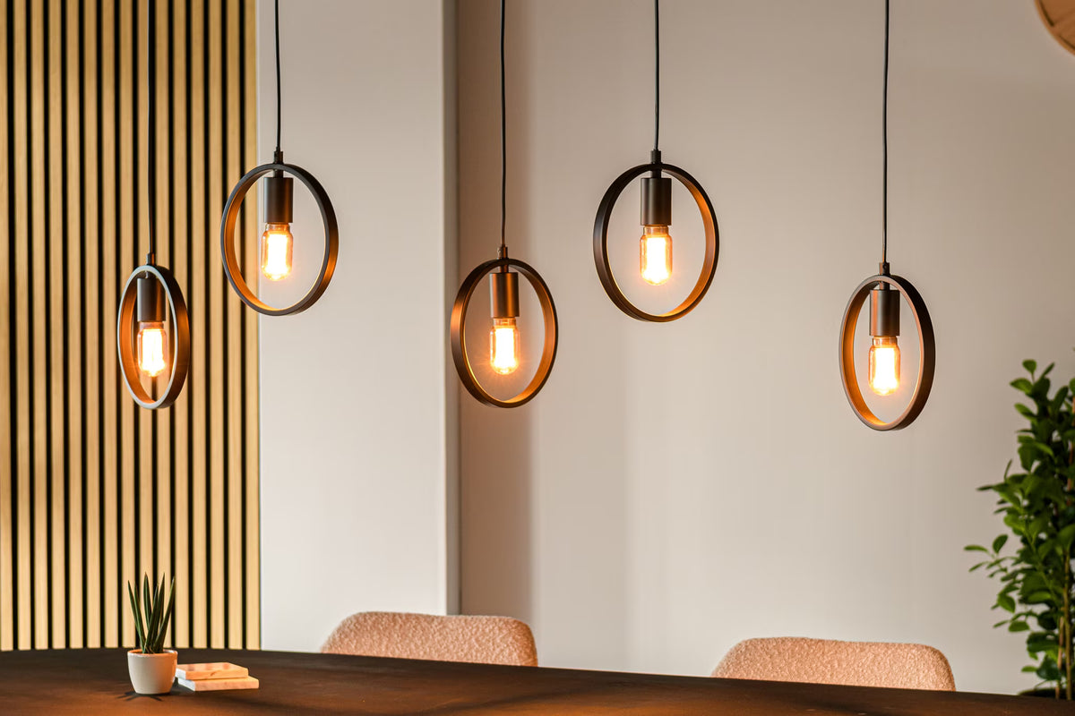 Hanglamp 5-lamps, kleur Zwart (internet retour)