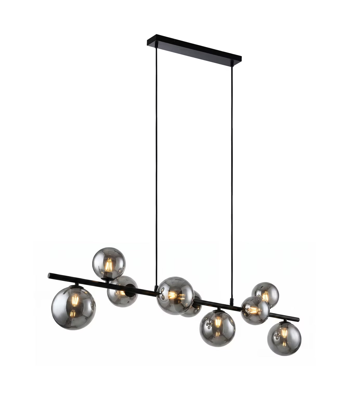Hanglamp 9-lichts, Glas, kleur Smoke (internet retour)