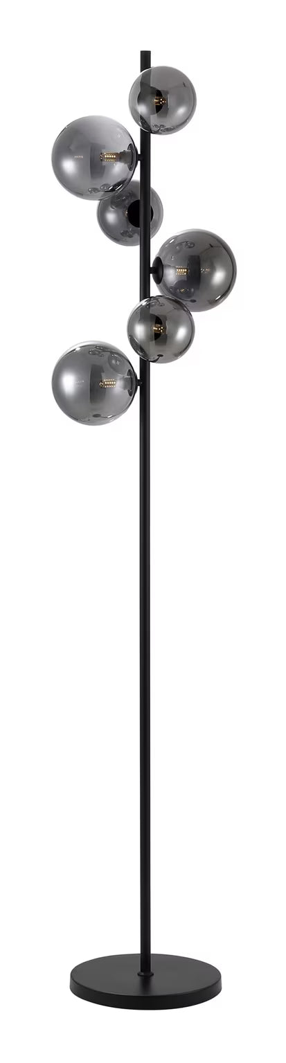 Vloerlamp 6-lamps, Glas, kleur Smoke (internet retour)