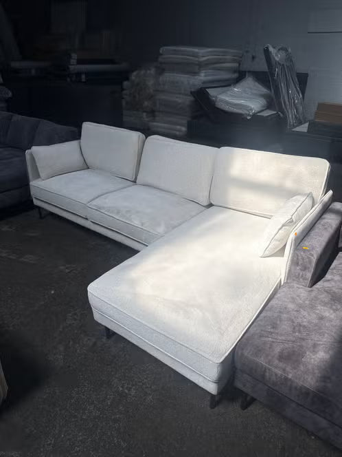 Moderne Hoekbank - Wit/Crème Stof - L155 X B250