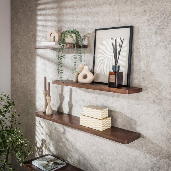 Wandplank Lume - Donkerbruin - Acaciahout - 120 cm (internet retour)