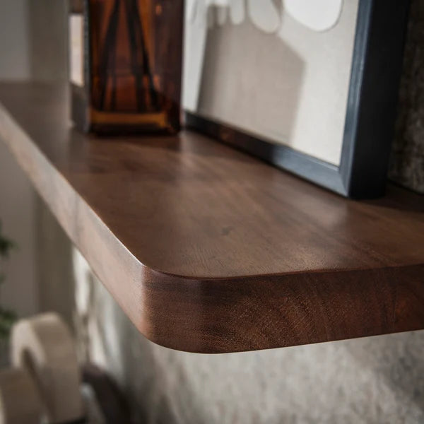 Wandplank Lume - Donkerbruin - Acaciahout - 120 cm (internet retour)