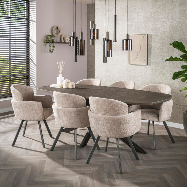 Eettafel Montier - Deens Ovaal - Liquid Metal - 215 cm (internet retour)