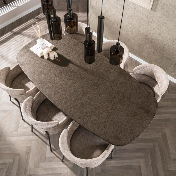 Eettafel Montier - Deens Ovaal - Liquid Metal - 215 cm (internet retour)