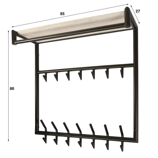 Kapstok Lineo - Keramisch Travertin - 21 haken - 85 cm (Internet retour)