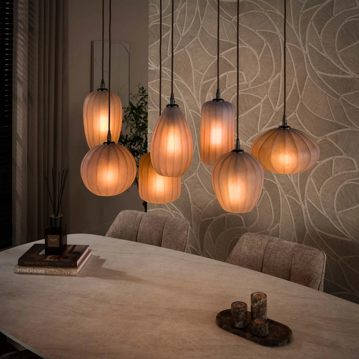Hanglamp Elyra - 7-lichts - Frosted Bruin - Matglas (Internet Retour)