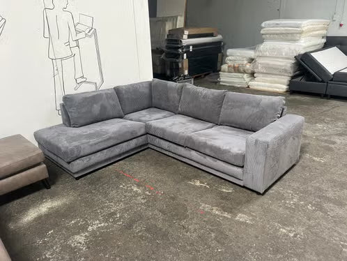 Moderne ribstof hoekbank, super comfortabel, L205 x B260
