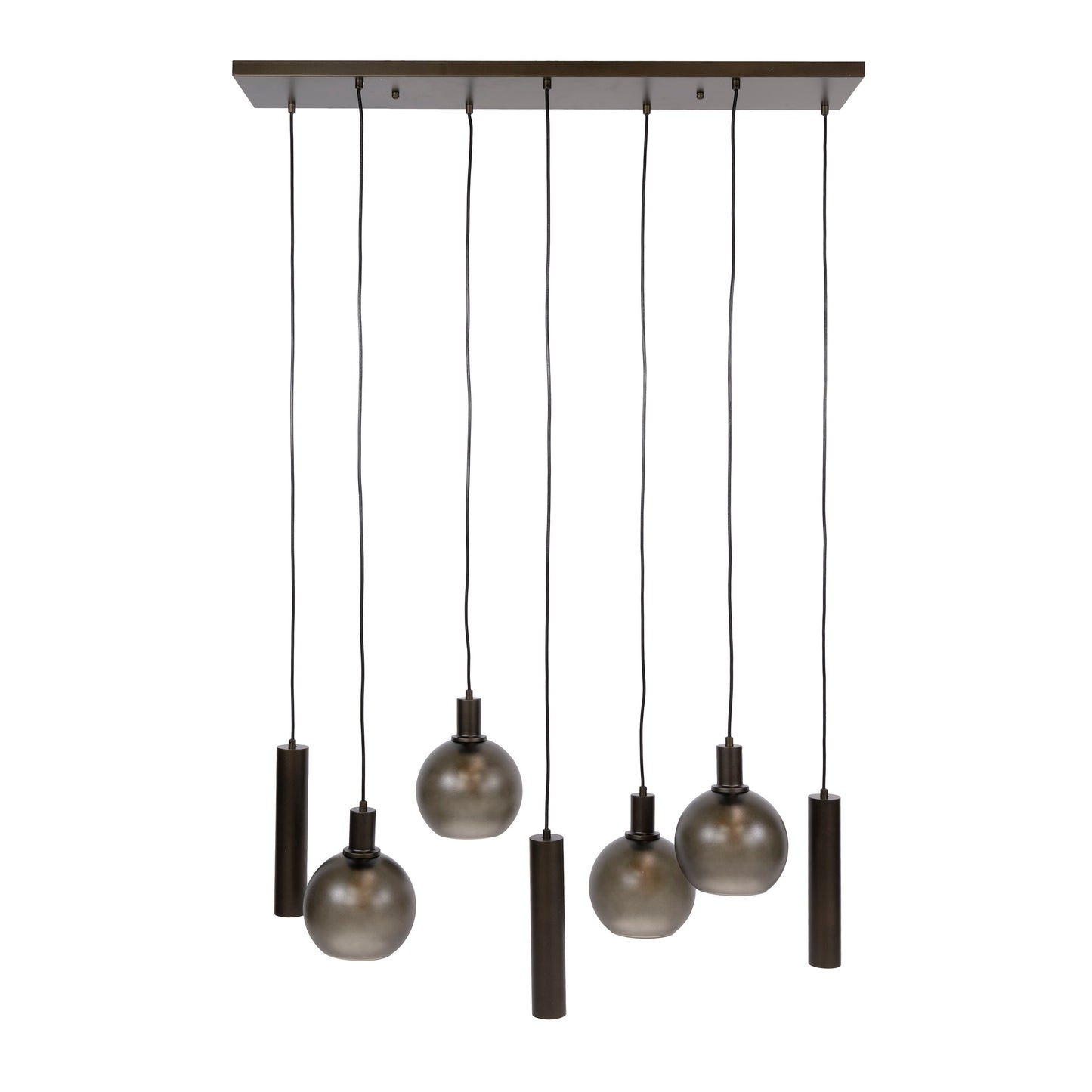 Hanglamp Luneo - 7-lichts - Brons - Matglas (Internet retour)