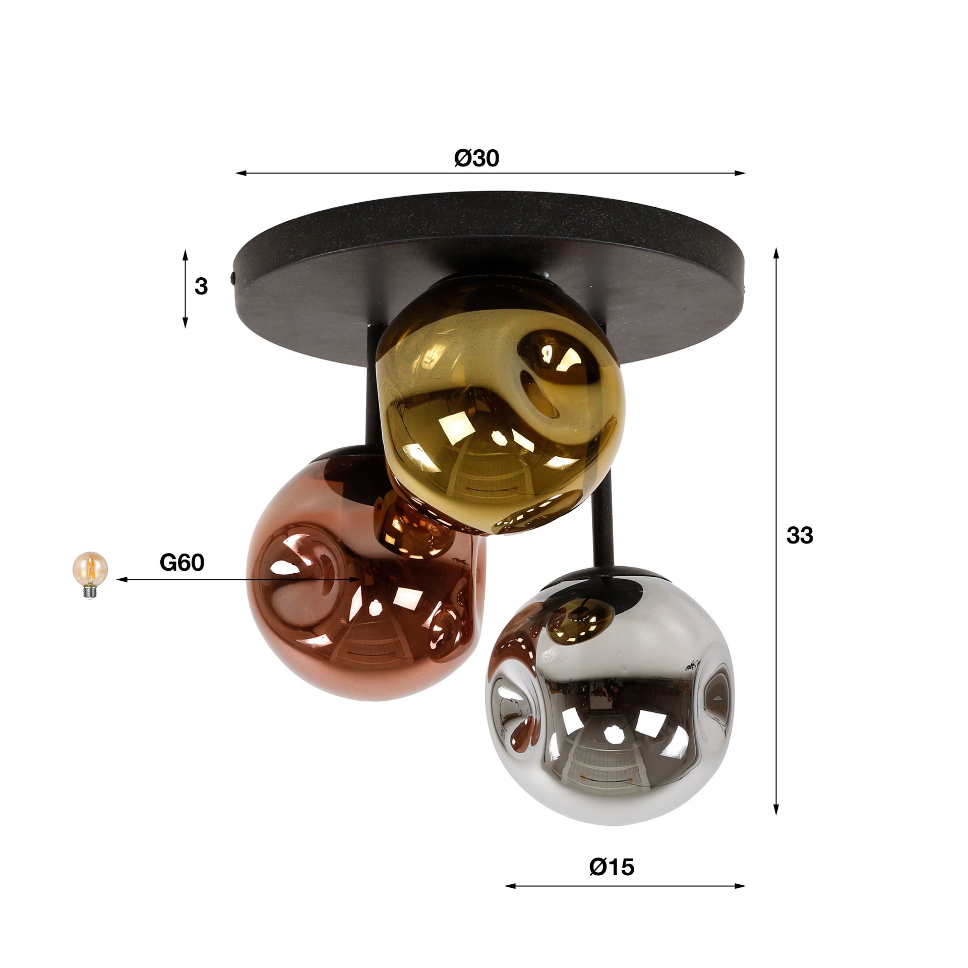 Plafondlamp Tricolore (Internet retour) Retour24