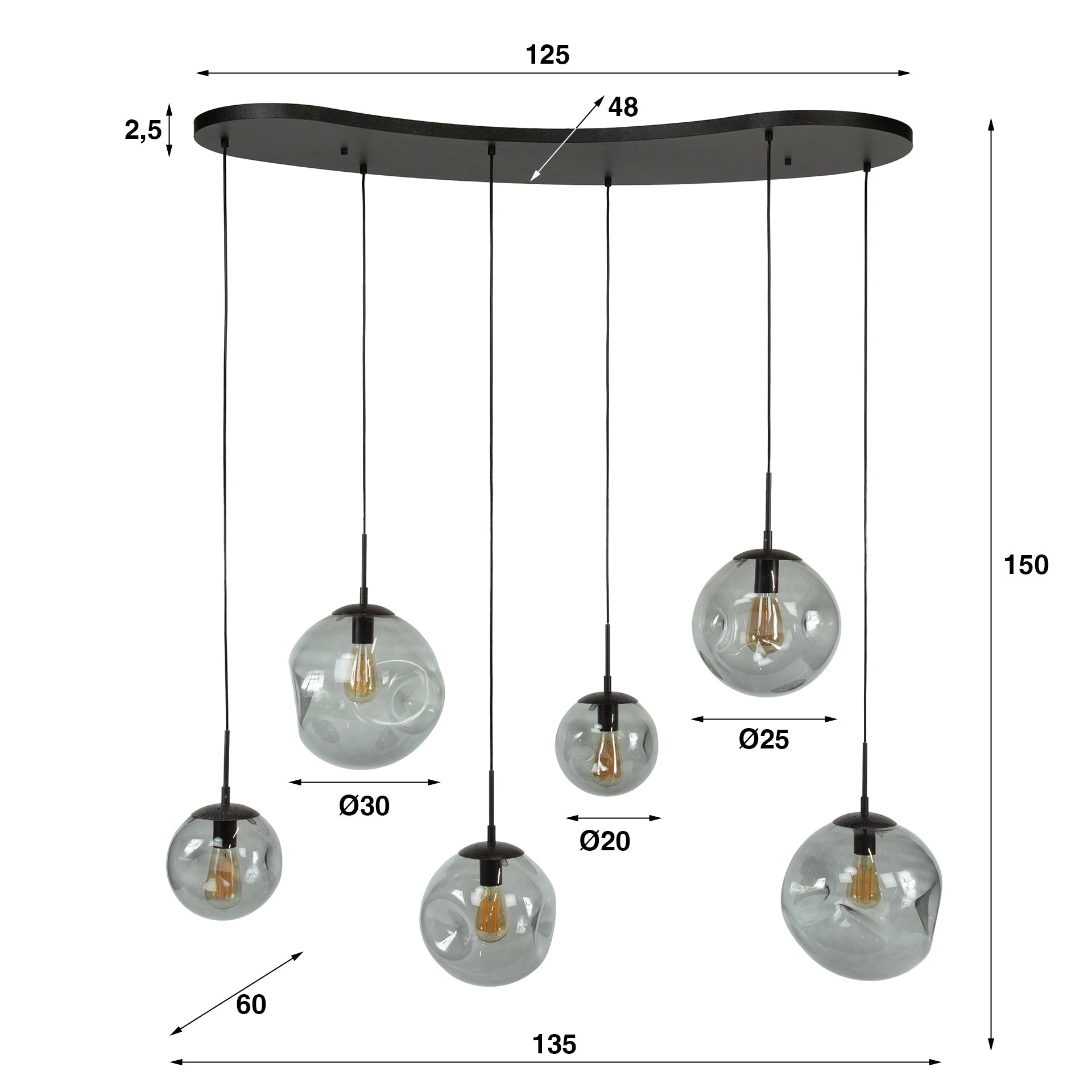 Hanglamp Bellum - 6-lichts(Internet retour) Retour24