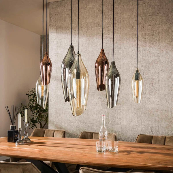 Hanglamp Alune - 7-lichts - Amber Mix - Glas (Internet retour)