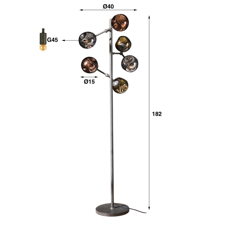 Vloerlamp Molecule - Mix Glass - 6-lichts (Internet Retour)