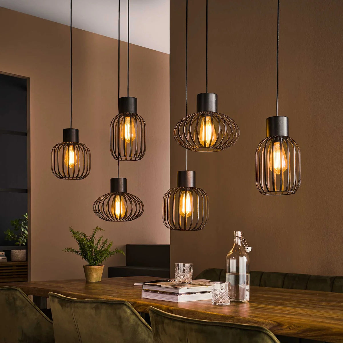 Hanglamp Xenia - 6-lichts - Antraciet - Metaal (Internet retour)