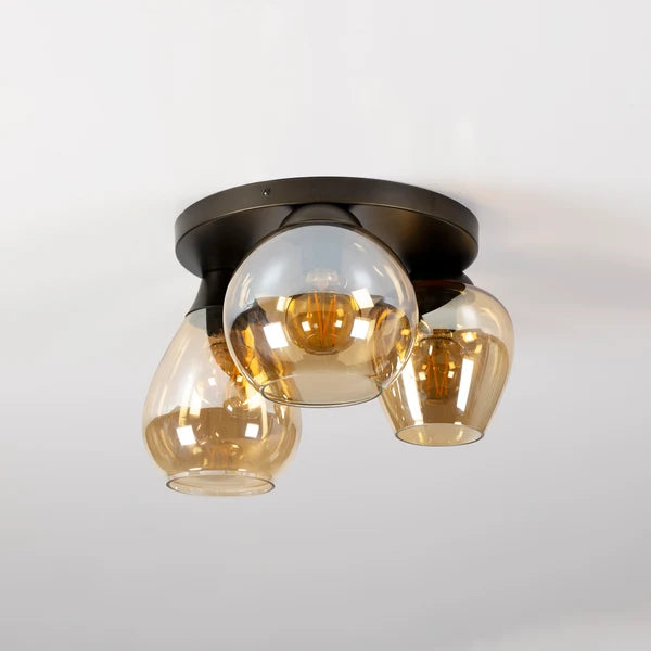 Plafondlamp Noa - 3-lichts - Amberkleurig - Glas (Internet retour)