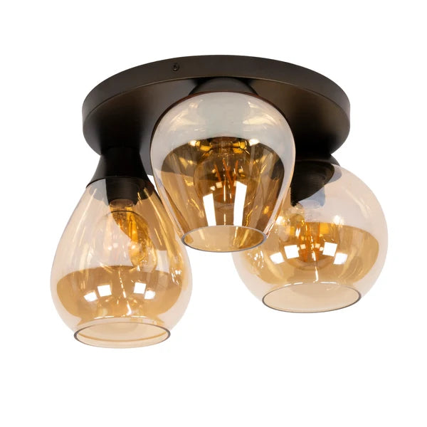 Plafondlamp Noa - 3-lichts - Amberkleurig - Glas (Internet retour)