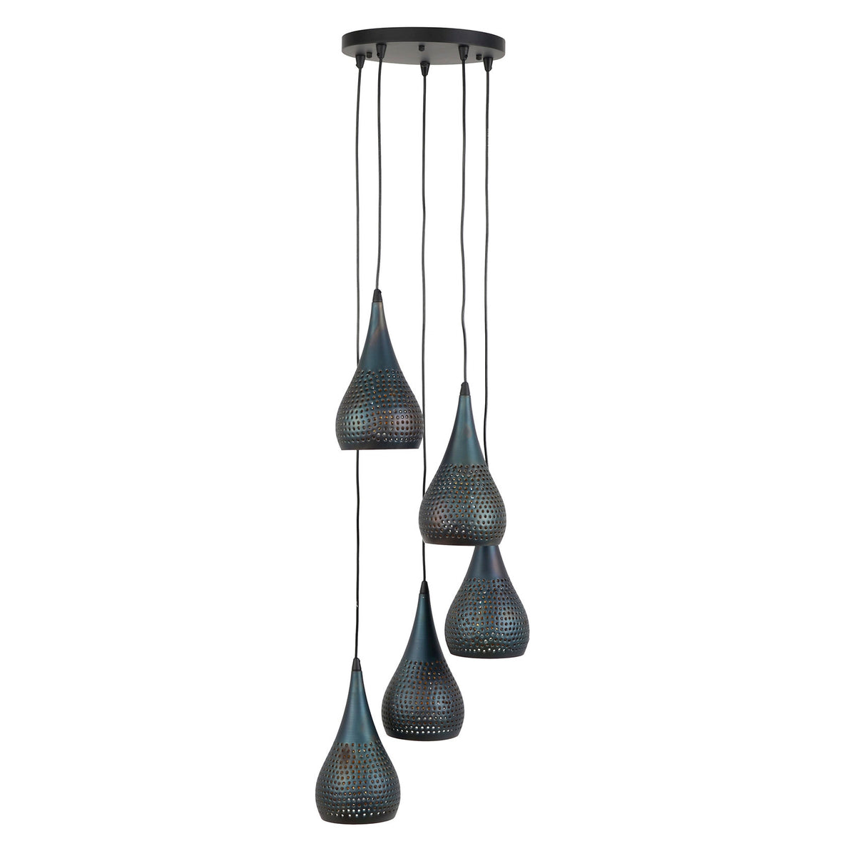 Hanglamp Punch Zwart Bruin – 5 lampen (internet retour)