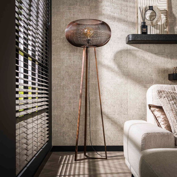 Vloerlamp Vivienne - 1-lichts - Koper - Metaal - 170 cm (internet retour)