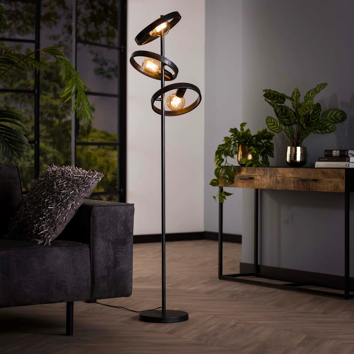 Vloerlamp Amara - Antraciet - Metaal - 155 cm (Internet retour)