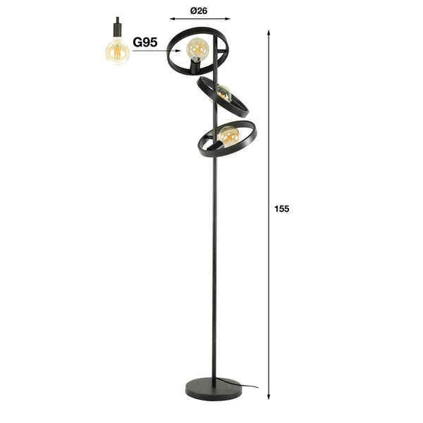 Vloerlamp Amara - Antraciet - Metaal - 155 cm (Internet retour)