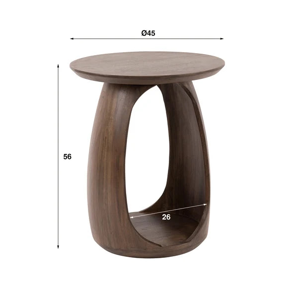 Bijzettafel Ovina - Rond - Acaciahout - Glaze Brown (Internet retour)