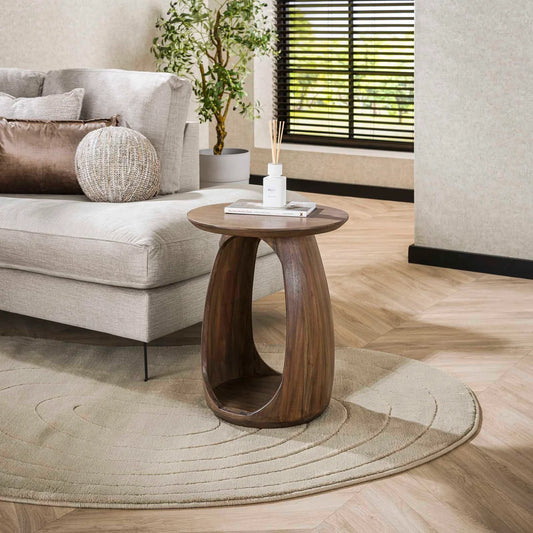Bijzettafel Ovina - Rond - Acaciahout - Glaze Brown (Internet retour)