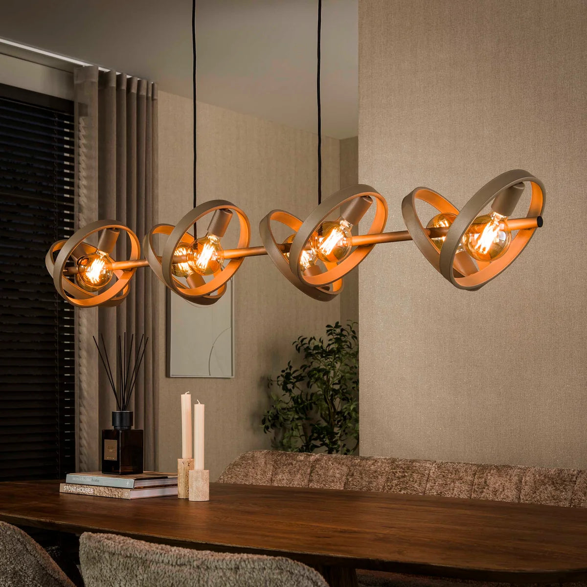 Hanglamp Amara - 8-lichts - Beige - Metaal (Internet retour)