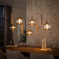 Hanglamp Avelore - 9-lichts - Beige - Amberglas - Met Spots (internet retour)