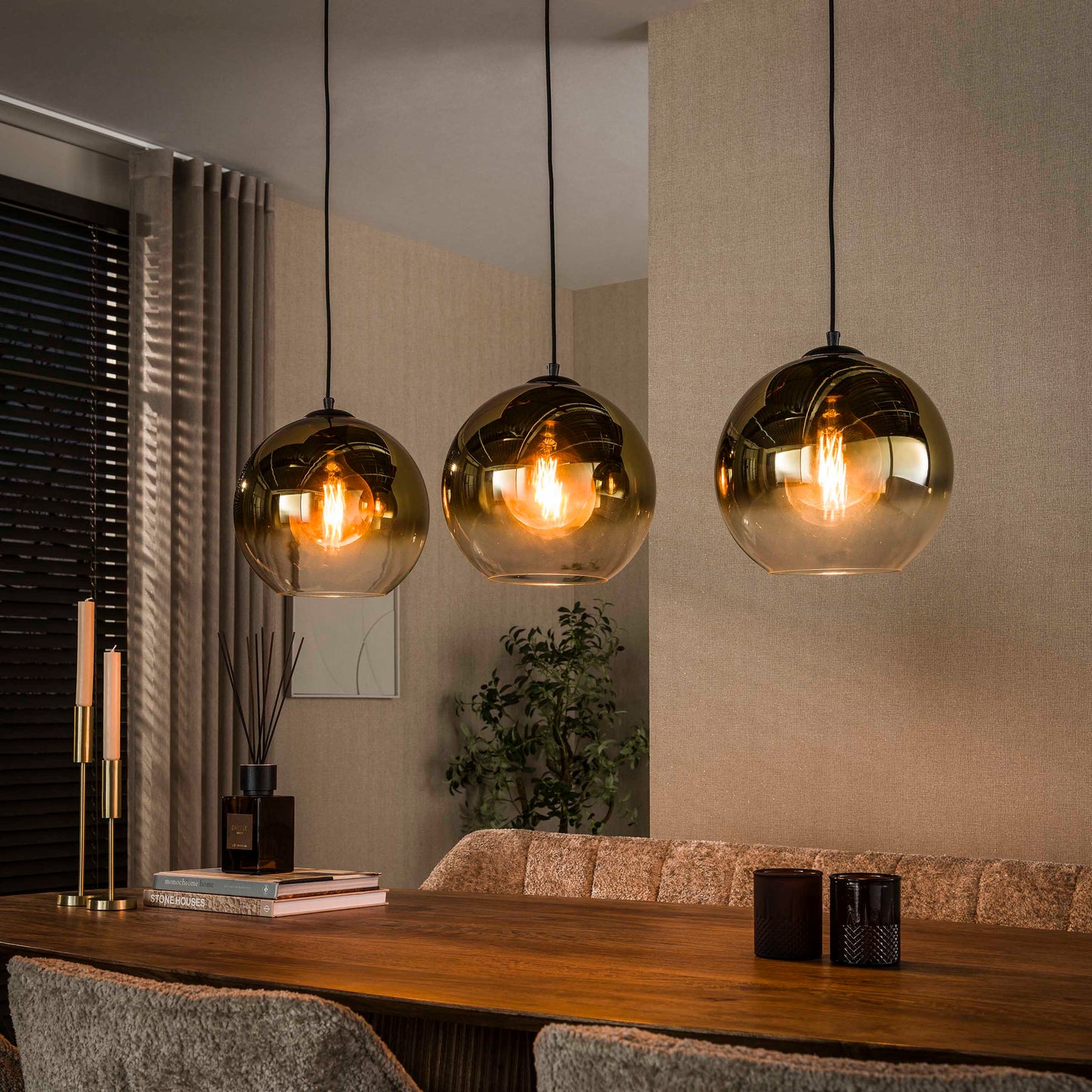 Hanglamp Hudson - 3-lichts - Goud (Internet retour)