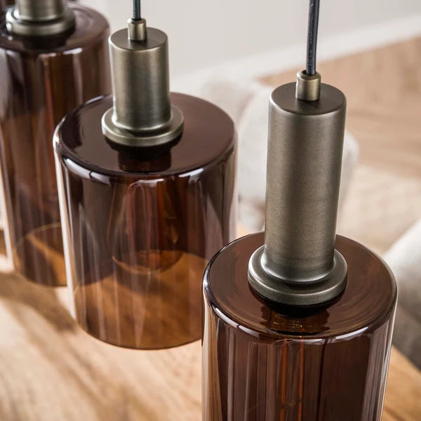 Hanglamp Lucaro - 6-lichts - Brons - Glas (internet retour)