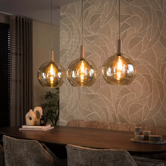 Hanglamp Serene 4+3-lichts - Beige - Amberglas (Internet retour)