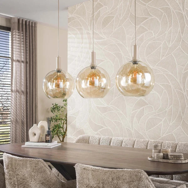 Hanglamp Serene 4+3-lichts - Beige - Amberglas (Internet retour)