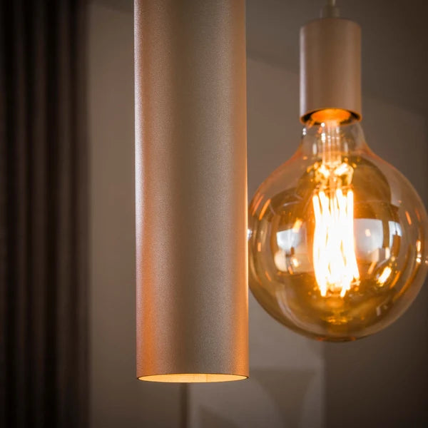 Hanglamp Soley - 9-lichts - Beige - Amberglas - Met Spots (internet retour)
