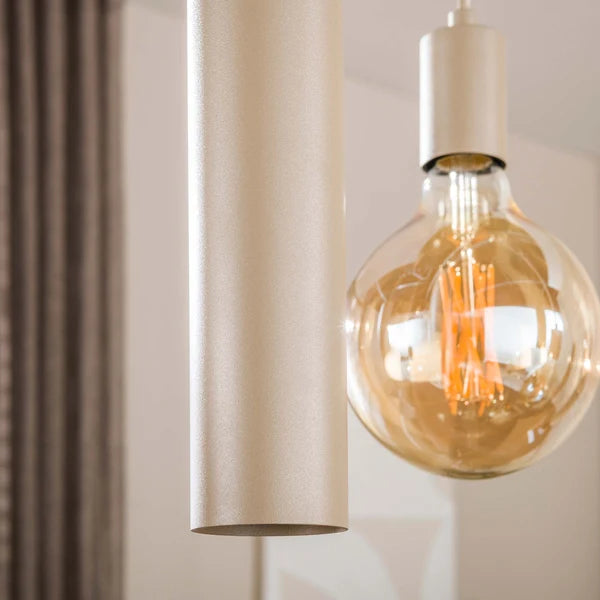 Hanglamp Soley - 9-lichts - Beige - Amberglas - Met Spots (internet retour)