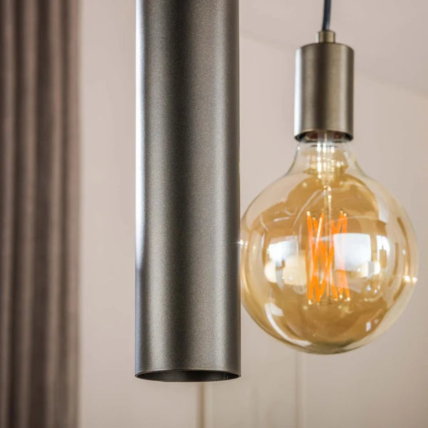 Hanglamp Soley - 9-lichts - Brons - Amberglas - Met Spots (internet retour)